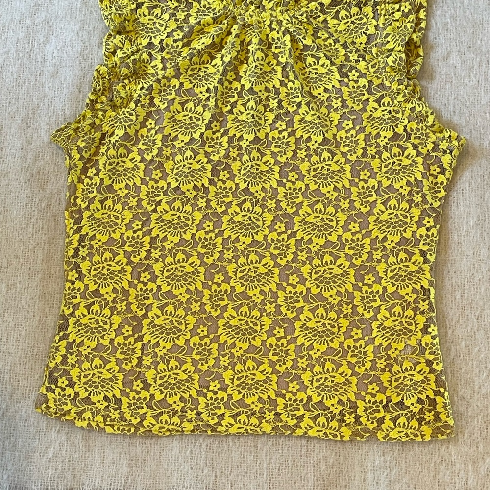 Dolan Yellow Floral Lace Blouse